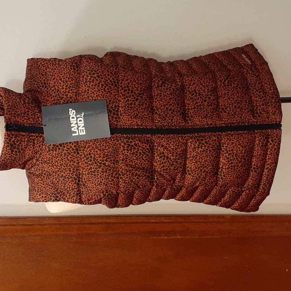 Lands End Animal print down vest Small